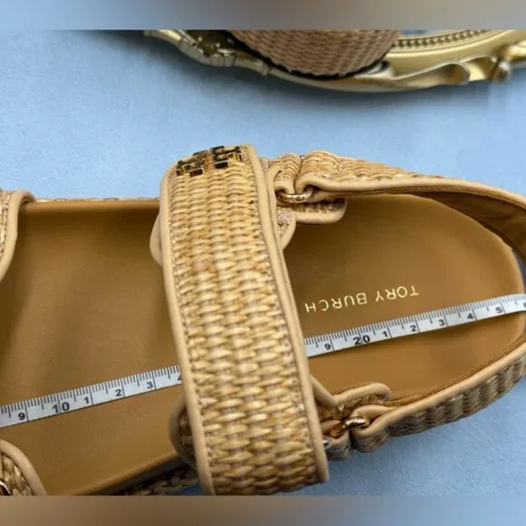 🆕 TORY BURCH 🧿 NWOB Kira Sport Sandal, Havana Sand Natural Raffia - Sz US 8.5 - Picture 14 of 15